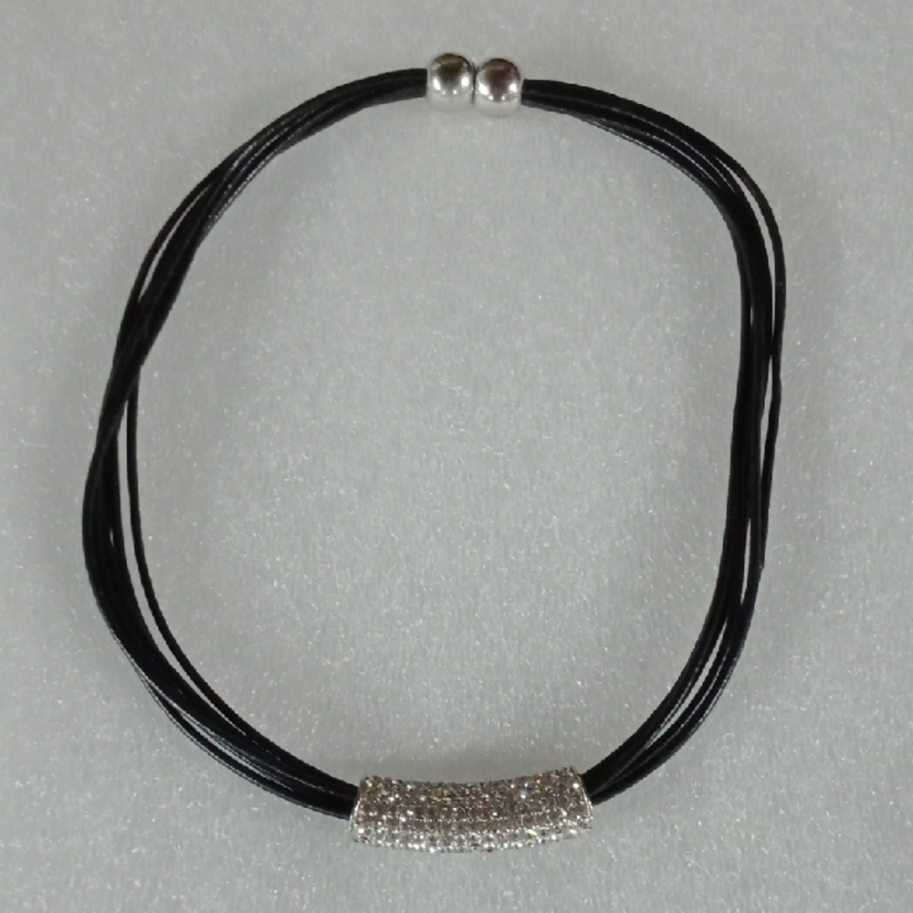 5 Strand Choker With Rhinestone Pendant #A165